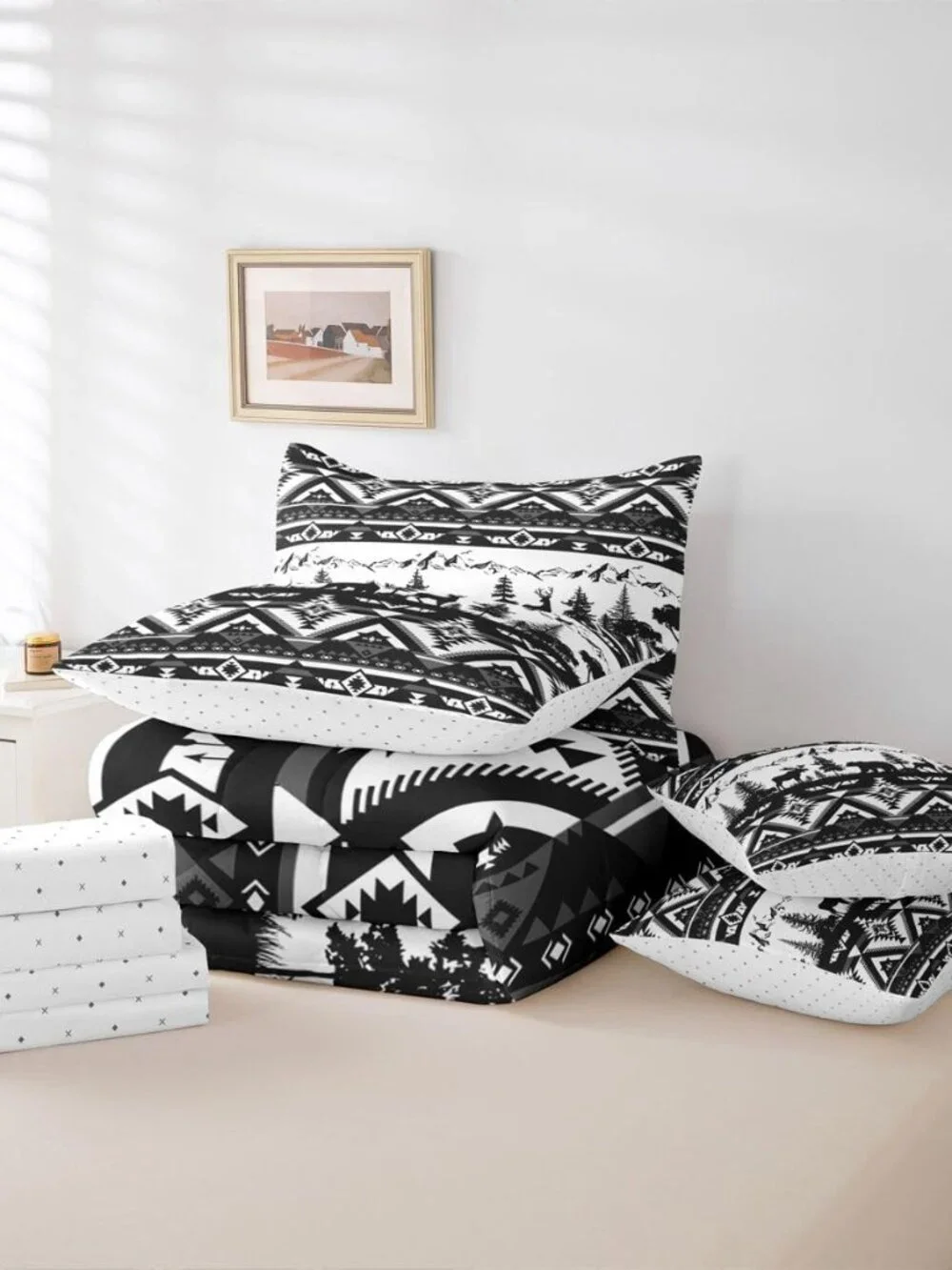 Western Comforter Set Queen Size 7 Pieces Southwestern Aztec Bedding Set for Kid